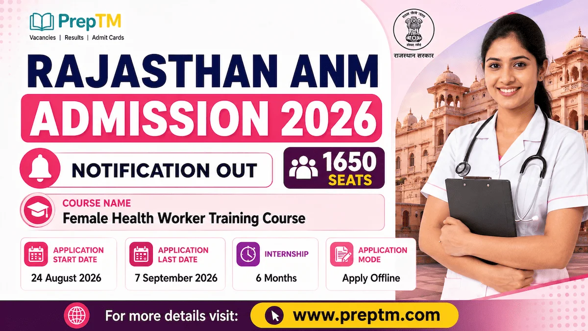 Rajasthan ANM Admission 2026: Notification Out, 1650 Seats, Apply Offline, Last Date
